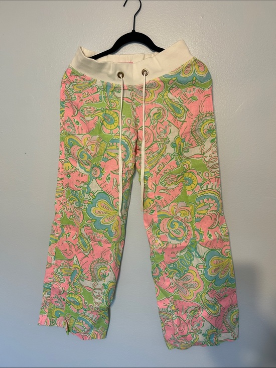 Lilly Pulitzer Pants - Lilly Pulitzer Pink, Green & Yellow Paisley Drawstring Pants